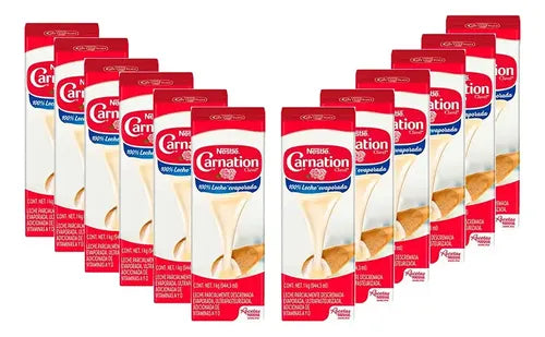 Caja de 12 piezas de 1 litro c/u de Leche Evaporada Clavel Carnation