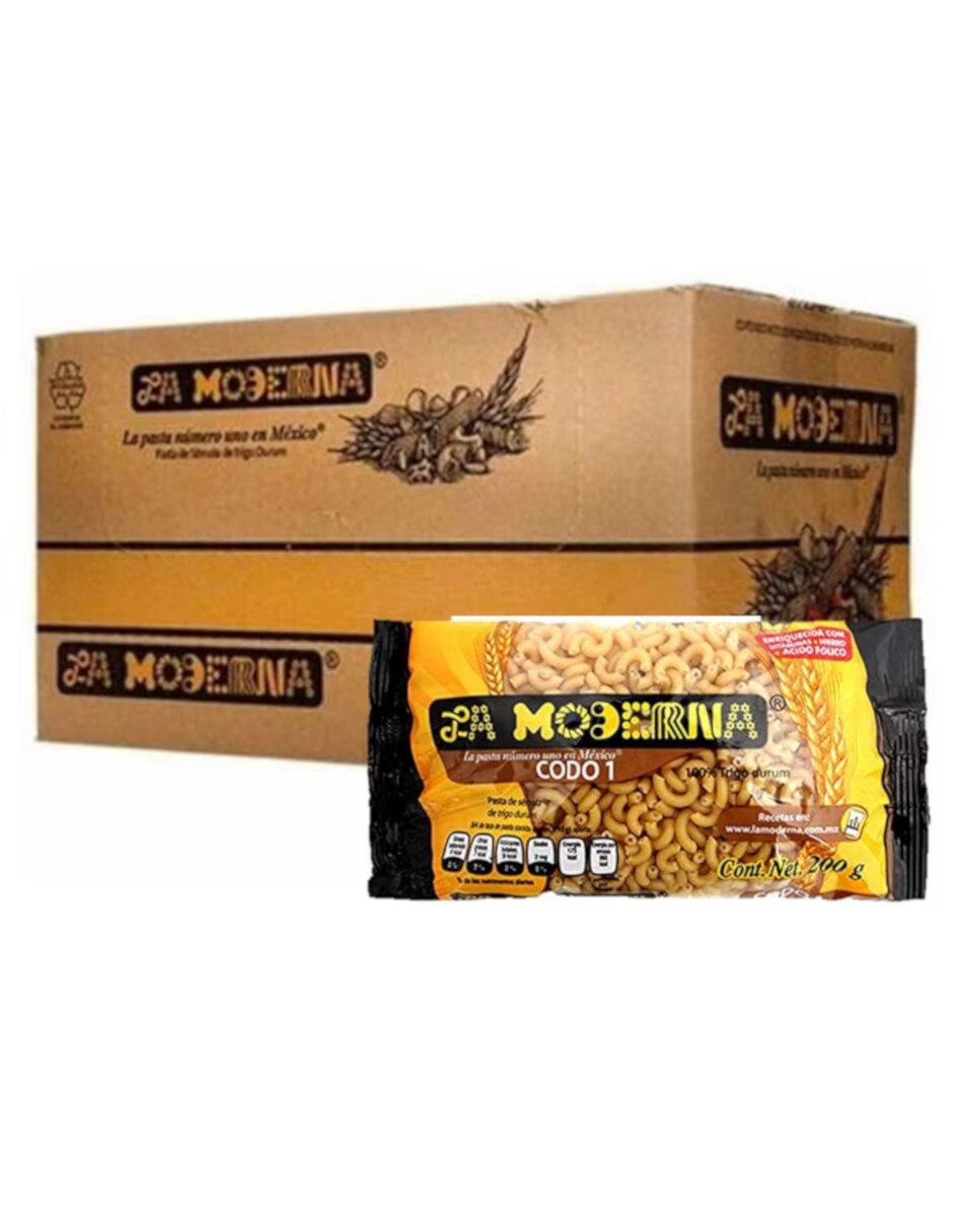 Caja de 20 Piezas de 200 GR c/u Sopa La Moderna Codo 1