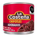 Caja de 24 Piezas de Chiles Chipotles Adobados en Lata La Costeña 380 GR c/u