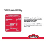 Caja de 24 Piezas de 220 GR c/u de Chiles La Costeña Chipotles Adobados